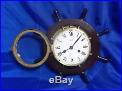 Vtg Aug. Schatz & Sohne Ship Nautical Bell Clock With Key Tested & Working