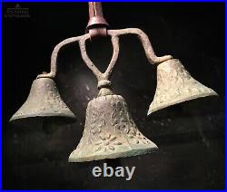 Vtg BRONZE MISSION BELL CHIME, Old Antique Spanish Colonial Mexico Brass Church