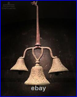Vtg BRONZE MISSION BELL CHIME, Old Antique Spanish Colonial Mexico Brass Church