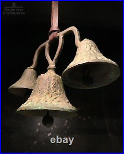 Vtg BRONZE MISSION BELL CHIME, Old Antique Spanish Colonial Mexico Brass Church