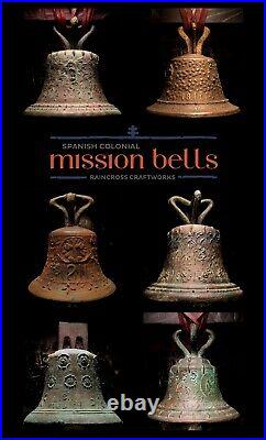 Vtg BRONZE MISSION BELL CHIME, Old Antique Spanish Colonial Mexico Brass Church