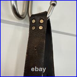 Vtg Bells Leather Strap Elk Comstock German Silver Belt Buckle Sleigh Xmas Santa