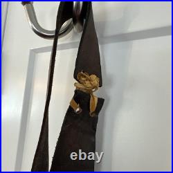 Vtg Bells Leather Strap Elk Comstock German Silver Belt Buckle Sleigh Xmas Santa