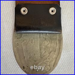 Vtg Bells Leather Strap Elk Comstock German Silver Belt Buckle Sleigh Xmas Santa