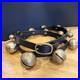 Vtg Brass Sleigh Bells Black Leather Strap Belt 15 Graduated Bells Horse Over 6