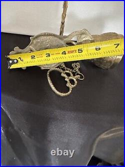 Vtg Brass Wall Mount Hanging Monastery Door Porch Bell with Ornate Pull Chain