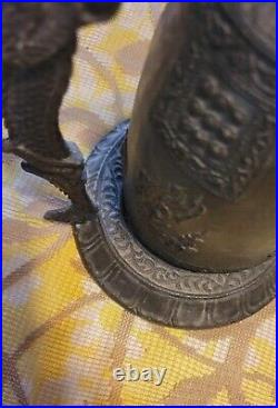 Vtg Buddhist Bronze Temple Dong Dragon Etched Bell Asian Chinese Old Antique