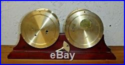 Vtg Chelsea Boston 5 1/2 Brass Ship Bell Mantle Clock & Barometer Set Working