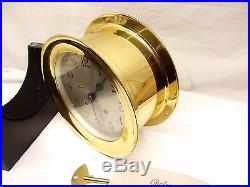 Vtg Chelsea Ships Bell Maritime Clock 6 Brass Case Nautical + Stand Key Manual