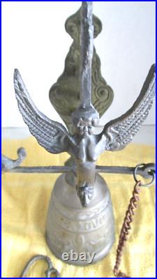 Vtg Cool Angel Brass Ornate Door Knocker &bell Monastery Style