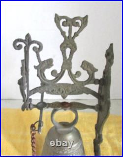 Vtg Cool Angel Brass Ornate Door Knocker &bell Monastery Style