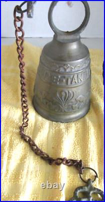 Vtg Cool Angel Brass Ornate Door Knocker &bell Monastery Style