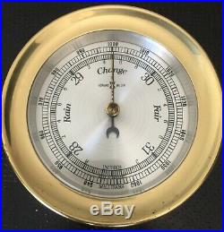 Vtg Howard Miller 5-1/8 Solid Brass Ship Bell Mantle Clock Barometer Set Works