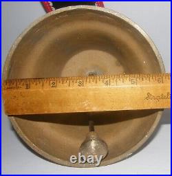 Vtg LARGE 4 Tall Swiss Brass Cow Bell 6 Wide Albertano Foundry + Leather Strap