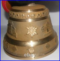 Vtg LARGE 4 Tall Swiss Brass Cow Bell 6 Wide Albertano Foundry + Leather Strap