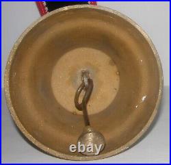 Vtg LARGE 4 Tall Swiss Brass Cow Bell 6 Wide Albertano Foundry + Leather Strap
