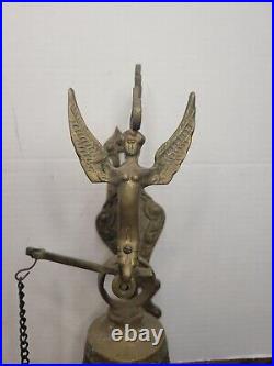 Vtg Ornate Brass Monestary Wall Hung Ringing Bell Qui Me Tangit Vocem Meam Audit