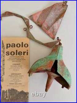 Vtg Paolo Soleri Cosanti Brutulist Custom Cast Bronze Windbell, Patina, Open Box