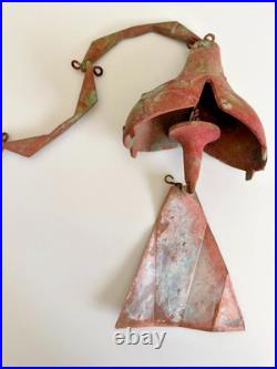 Vtg Paolo Soleri Cosanti Brutulist Custom Cast Bronze Windbell, Patina, Open Box