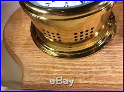 Vtg Schatz German Marine Ships Ocean Qrtz Bell Clock & Precision Barometer Brass