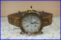 Vtg Schatz & Sohne Ships Bell Clock 8 Day 7 Jewels Brass Germany Works Great