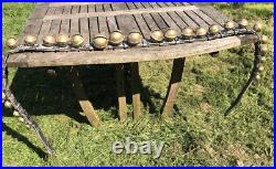 Vtg Sleigh Bells 29 Graduated Brass Petal Bells Double Leather 87 Long