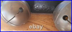 Vtg. Sleigh bells solid brass graduated 1 3/8 2 1/2in. Horse neck collar best