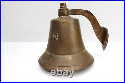 Vtg. USN, Navy Brass Bell 6 Wall Mounting Bracket Nautical School Dinner Farm