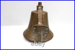 Vtg. USN, Navy Brass Bell 6 Wall Mounting Bracket Nautical School Dinner Farm