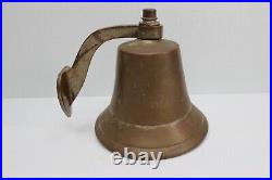 Vtg. USN, Navy Brass Bell 6 Wall Mounting Bracket Nautical School Dinner Farm