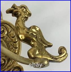 Vtg Wall-Mounted Ornate Metal Brass Bell withCherub Angel