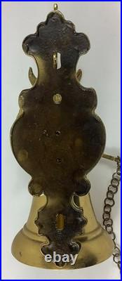 Vtg Wall-Mounted Ornate Metal Brass Bell withCherub Angel