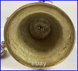 Vtg Wall-Mounted Ornate Metal Brass Bell withCherub Angel