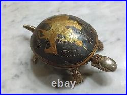 Vtg damasscene brass turtles hotel Bell Toledo Warrior no horseback