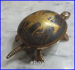 Vtg damasscene brass turtles hotel Bell Toledo Warrior no horseback