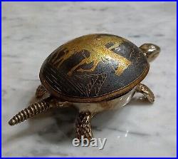 Vtg damasscene brass turtles hotel Bell Toledo Warrior no horseback