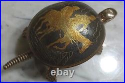 Vtg damasscene brass turtles hotel Bell Toledo Warrior no horseback