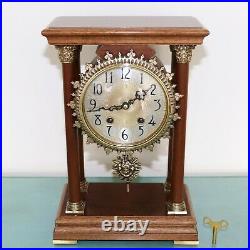 WARMINK Mantel Clock Vintage Pillar DOUBLE Bell Chime SERVICED! HIGH GLOSS Dutch