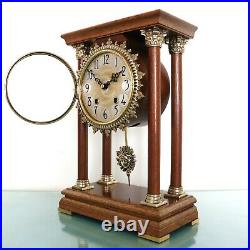 WARMINK Mantel Clock Vintage Pillar DOUBLE Bell Chime SERVICED! HIGH GLOSS Dutch