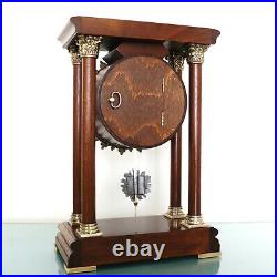 WARMINK Mantel Clock Vintage Pillar DOUBLE Bell Chime SERVICED! HIGH GLOSS Dutch