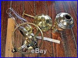 WEEMS PLATH ATLANTIC MODEL POLISHED BRASS GIMBALED MOUNT OIL LAMP WithSMOKE BELL