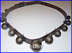 WOW! Antique Brass Sleigh Bells Horse Reindeer Numbered Graduated 55 Leather