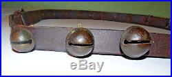 WOW! Antique Brass Sleigh Bells Horse Reindeer Numbered Graduated 55 Leather