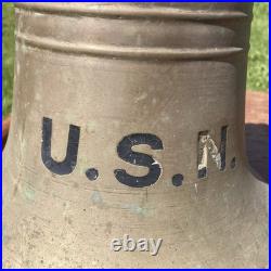 WWII Era US Navy EW VanDuzen Bronze Ship's Bell Weighs 20 Lbs. Buckeye Bell