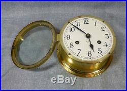 WWII Vintage Brass Maritime Admiralty Ships Bell Clock by Low Clock Co