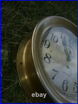 Waltham Large 8.5 Inch Dial Marine Ship's Clock like Chelsea No Bell Time Only
