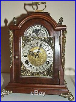 Warmink English/Dutch Bracket Mantel Clock, 8 day, Pendulum, Moon phase, 2 Bells