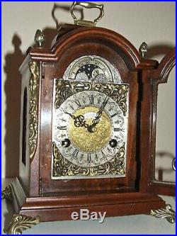 Warmink English/Dutch Bracket Mantel Clock, 8 day, Pendulum, Moon phase, 2 Bells