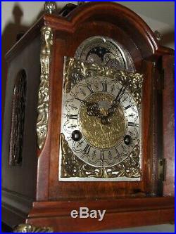 Warmink English/Dutch Bracket Mantel Clock, 8 day, Pendulum, Moon phase, 2 Bells