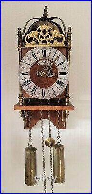 Warmink Lantern Wall Clock Dutch Vintage 2 x Brass Weights With Bell Strike